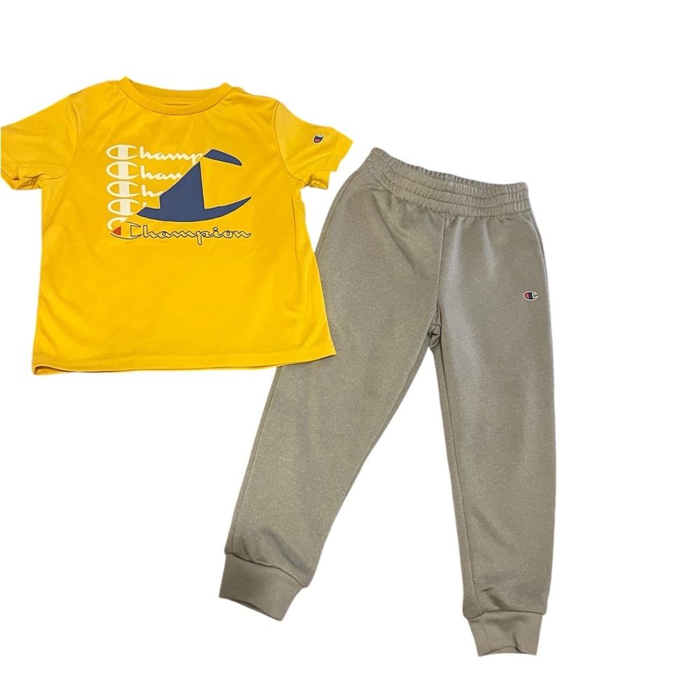 Champion Gold Tee and Gray Joggers Set